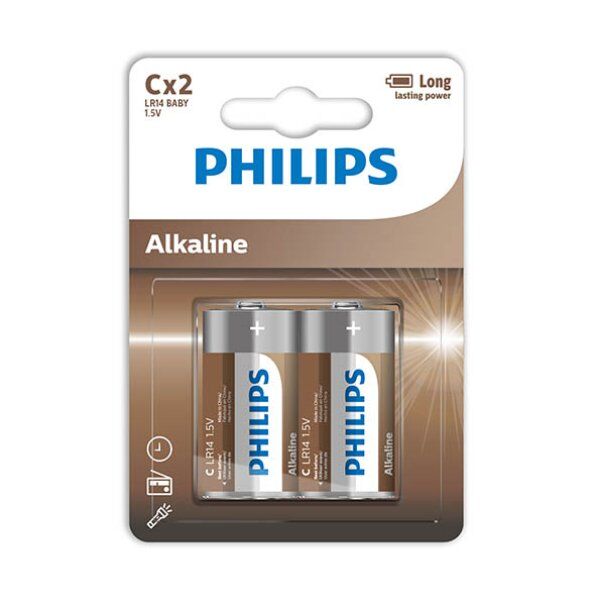 PHILIPS – ALKALINE BATTERIES C LR14 BLISTER*2