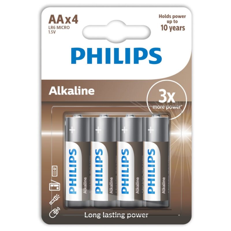 PHILIPS – ALKALINE BATTERIES AA LR6 PACK 4