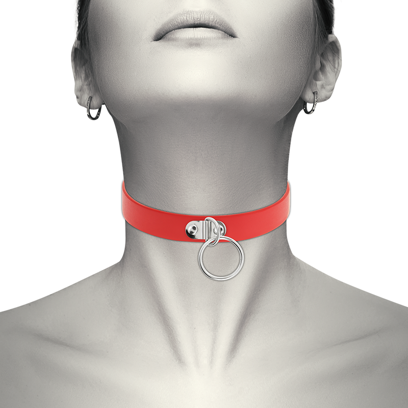 COQUETTE CHIC DESIRE – RED VEGAN LEATHER NECKLACE WOMAN FETISH ACCESSORY