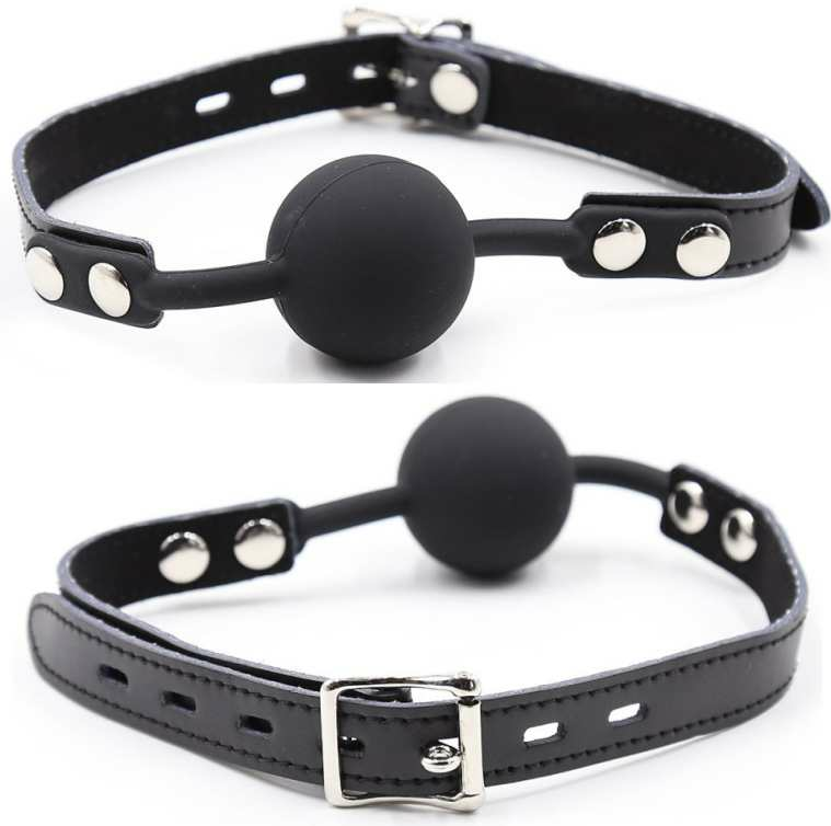 OHMAMA FETISH – SILICONE BALL GAG WITH LEATHER BELT (PADLOCK INCLUDED)