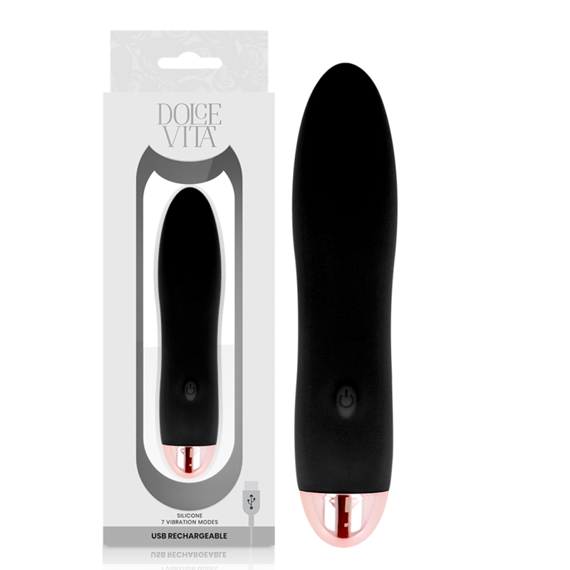 DOLCE VITA – RECHARGEABLE VIBRATOR FOUR BLACK 7 SPEEDS