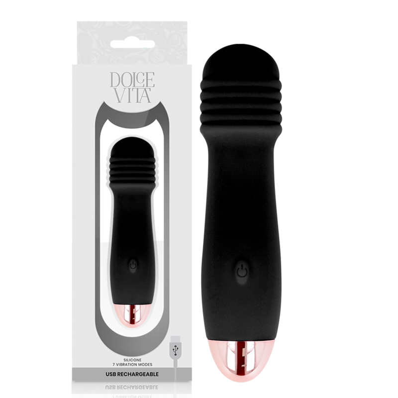 DOLCE VITA – RECHARGEABLE VIBRATOR THREE BLACK 7 SPEED