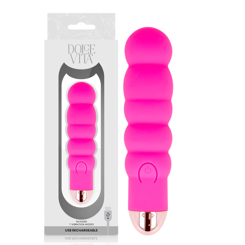 DOLCE VITA – RECHARGEABLE VIBRATOR SIX PINK 7 SPEEDS