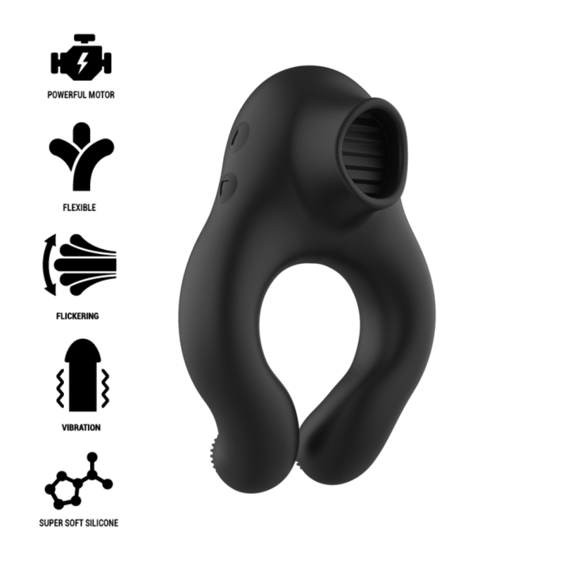 BLACKSILVER - SILICONE VIBRATOR RING 3 MOTORS RECHARGEABLE BLACK