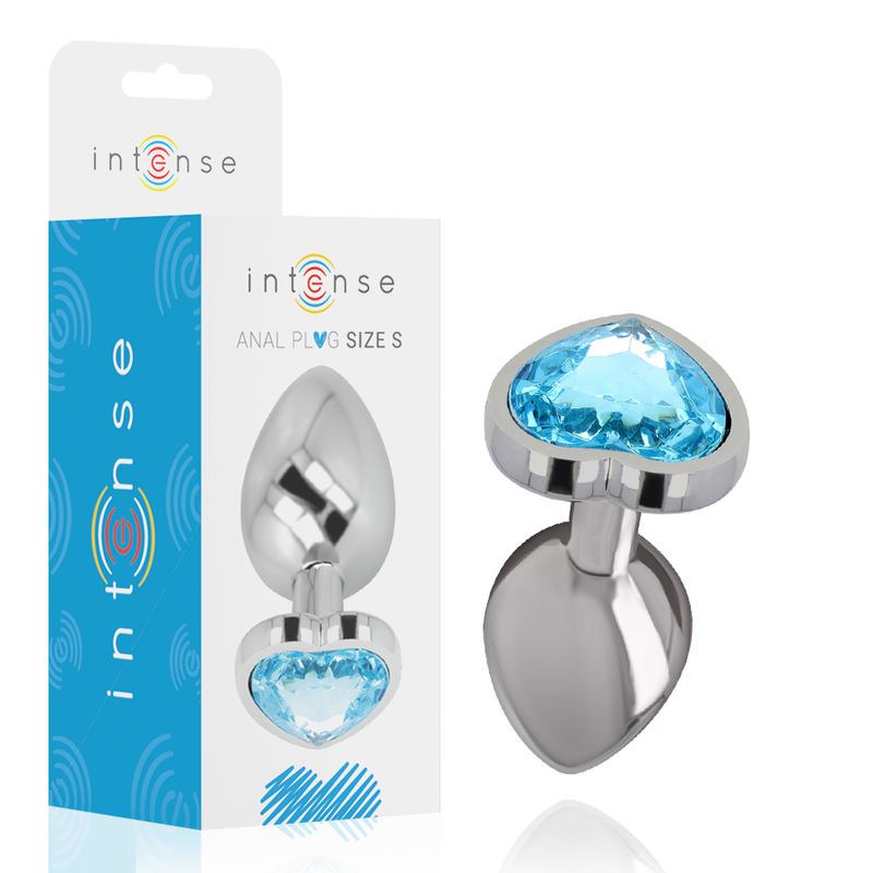 INTENSE – ALUMINUM METAL ANAL PLUG BLUE HEART SIZE S