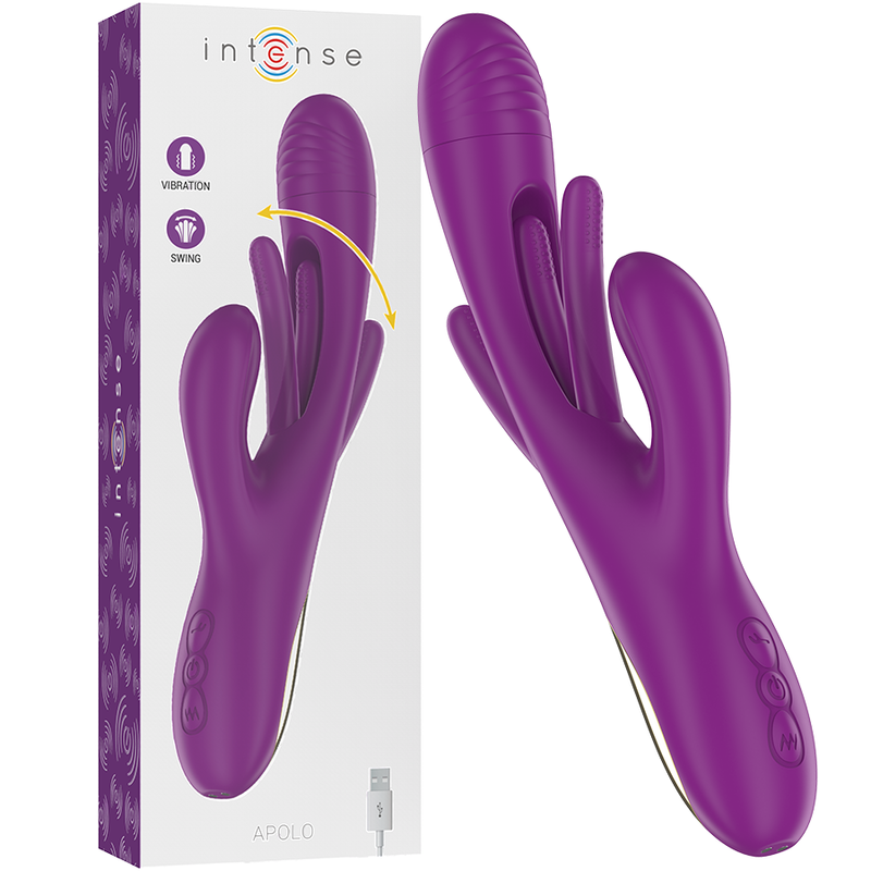 INTENSE – APOLO RECHARGEABLE MULTIFUNCTION VIBRATOR 7 VIBRATIONS WITH SWINGING MOTION PURPLE