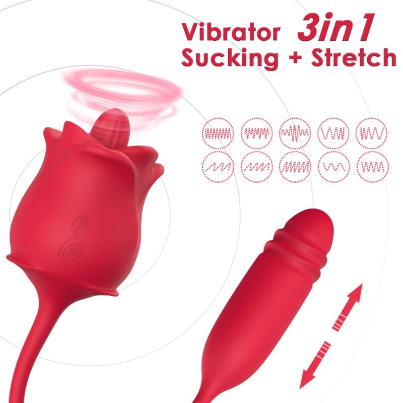 ARMONY – ROSE 3 IN 1, STIMULATOR, SUCTION AND UPDOWN WITH RED TAIL