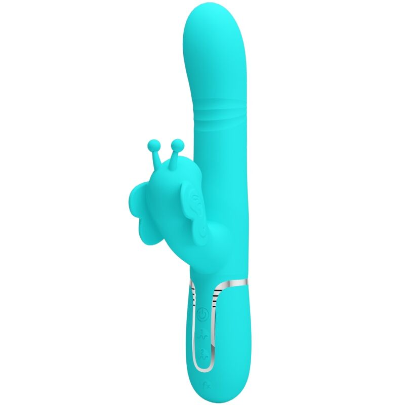 PRETTY LOVE – MULTIFUNCTION RABBIT VIBRATOR 4 IN 1 BUTTERFLY AQUA GREEN