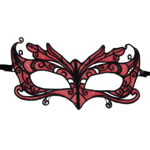 QUEEN LINGERIE - LACE MASK WITH RED DETAILS
