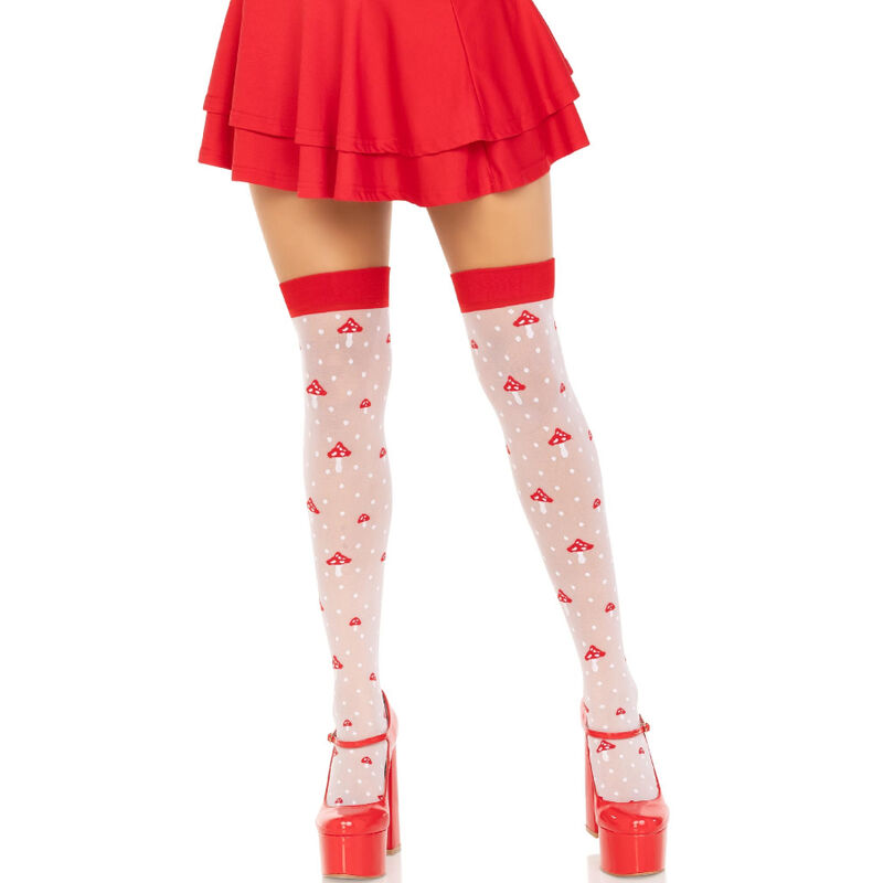 LEG AVENUE – MUSHROOM HIGH SOCKS RED/WHITE