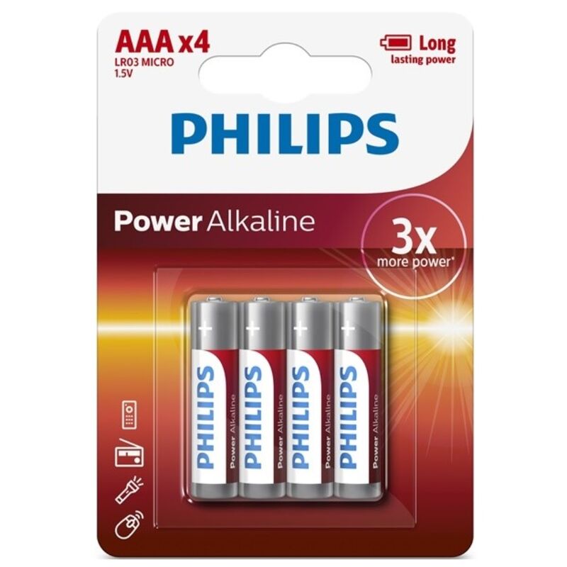 PHILIPS – POWER ALKALINE BATTERY AAA LR03 4 PACK