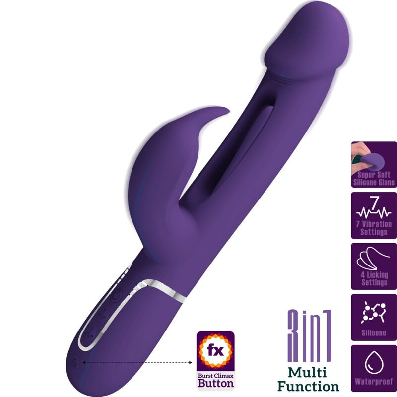 PRETTY LOVE – KAMPAS RABBIT 3 IN 1 MULTIFUNCTION VIBRATOR WITH TONGUE VIOLET