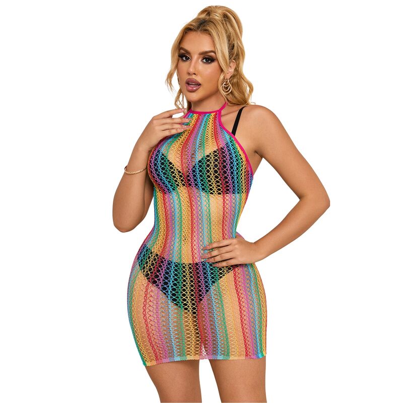 SUBBLIME – 952341 RAINBOW FISHNET BODYSTOCKING ONE SIZE