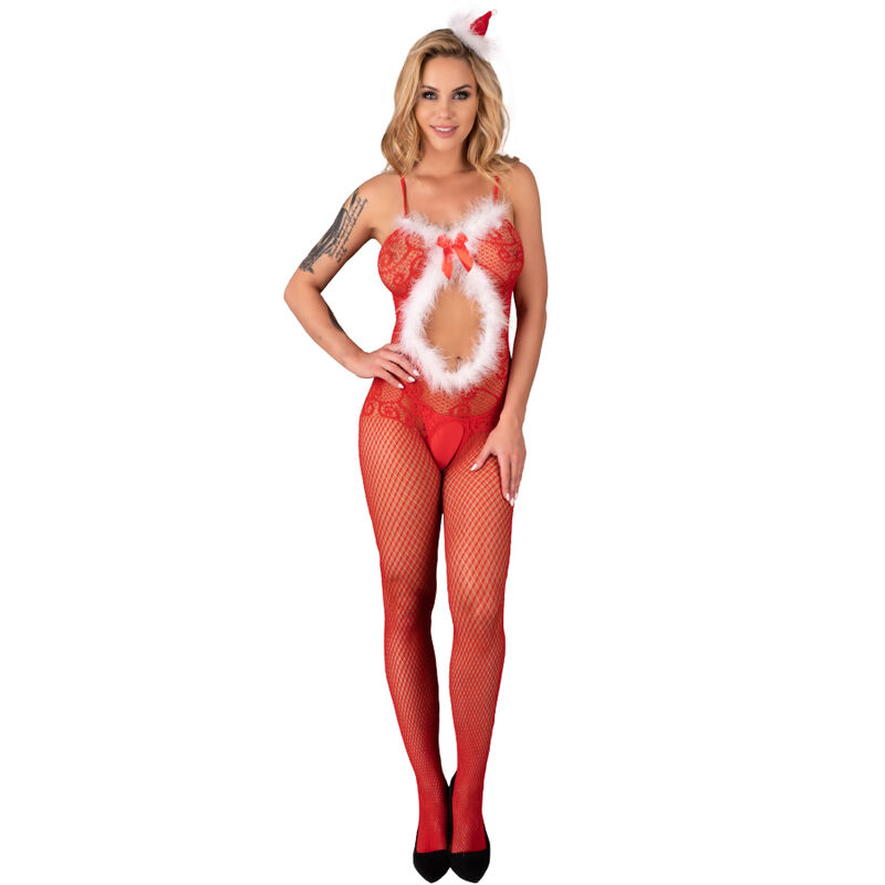 LIVCO CORSETTI FASHION – MAGALI LC 17178 BODYSTOCKING CROTCHLESS CHRISTMAS ONE SIZE