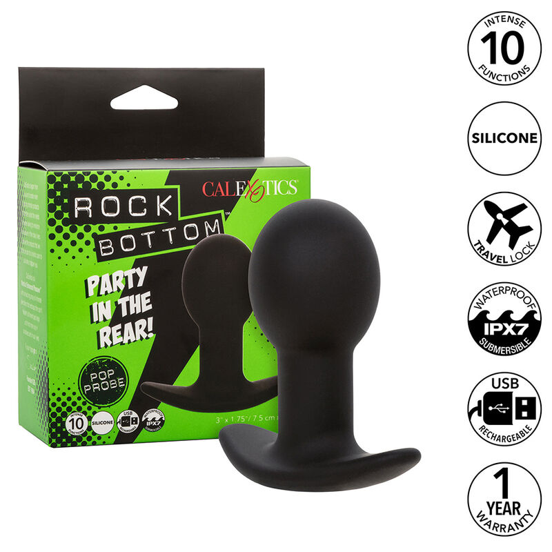 CALEXOTICS – ROCK BOTTOM ANAL PLUG 10 VIBRATIONS SILICONE BLACK