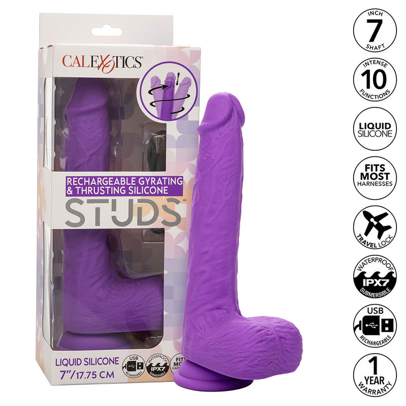 CALEXOTICS – STUDS RECHARGEABLE AND ROTATING VIBRATOR 10 VIBRATIONS PURPLE