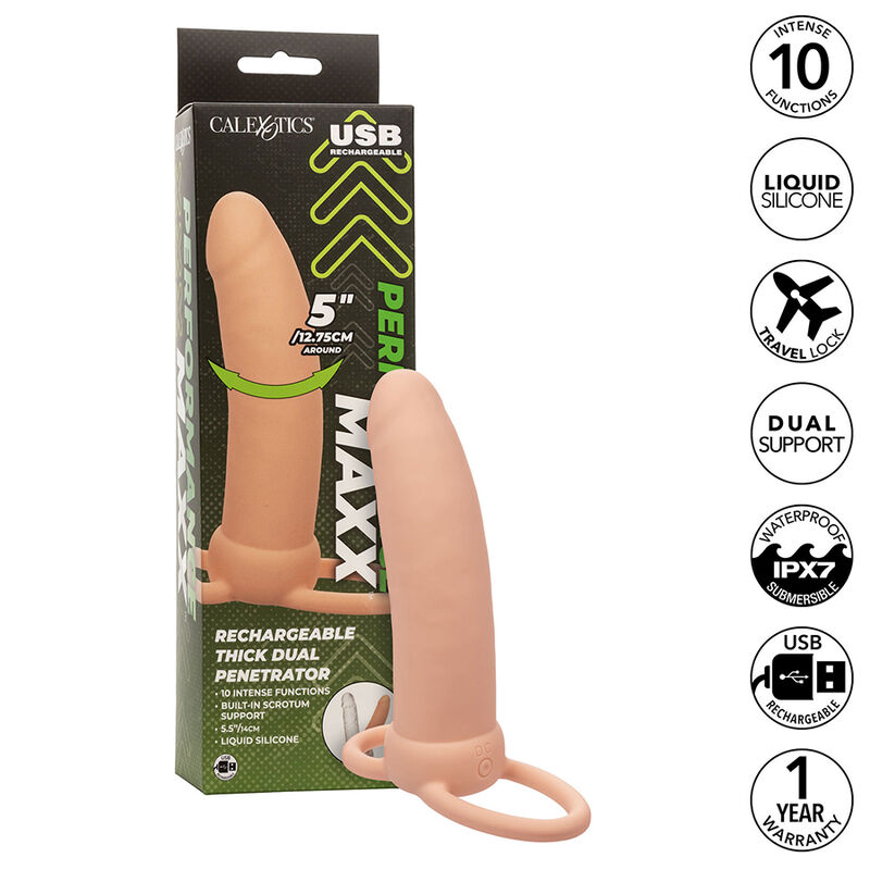 CALEXOTICS – MAXX THICK DUAL PENETRATOR 10 VIBRATIONS FLESH