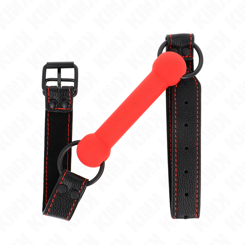 KINK – BONE GAG WITH LEATHERETTE STRAP RED ADJUSTABLE 41-57 CM