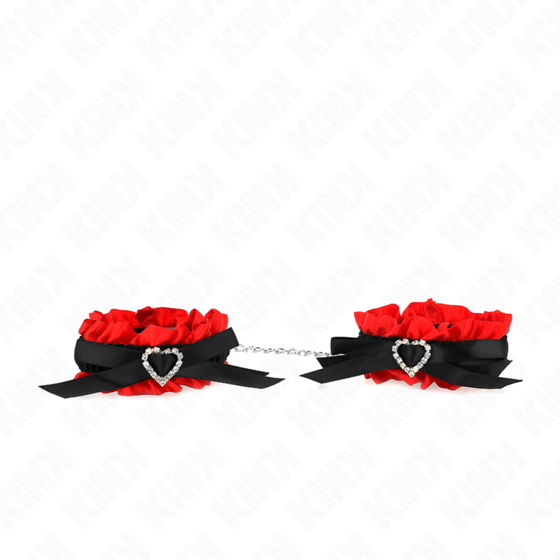 KINK – LACE ELASTIC WRIST RESTRAINTS RED HEART DETAILS ADJUSTABLE 22-35 CM