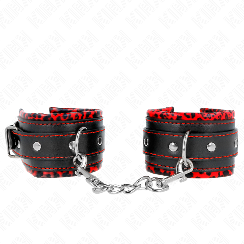 KINK – FUR LINED WRIST RESTRAINTS RED / BLACK ADJUSTABLE 17-29 CM X 6 CM