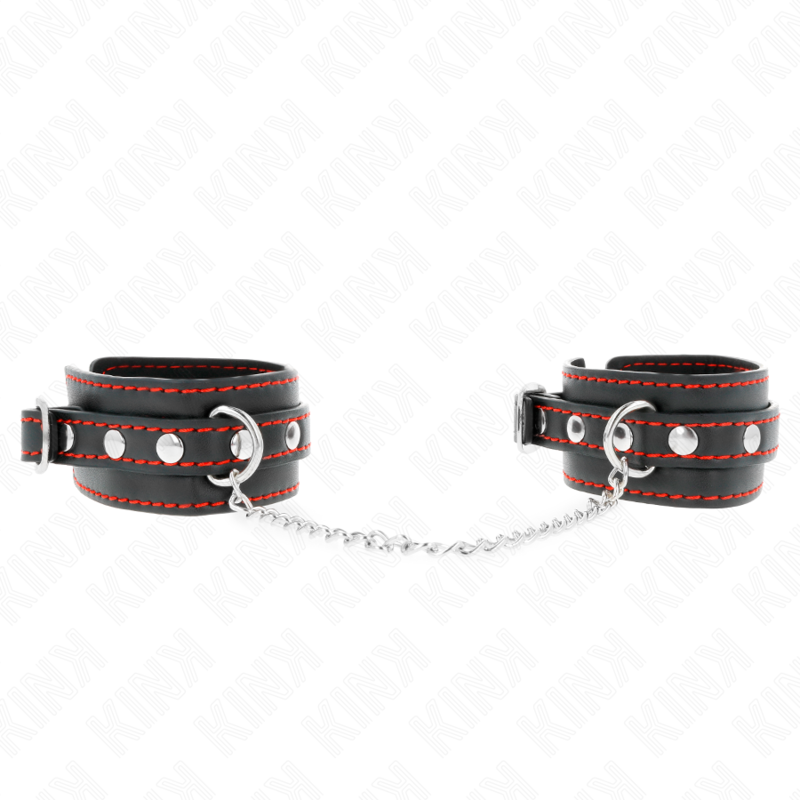 KINK – SMALL WRIST RESTRAINTS BLACK WITH RED LINING ADJUSTABLE 14-24 CM X 3.5 CM