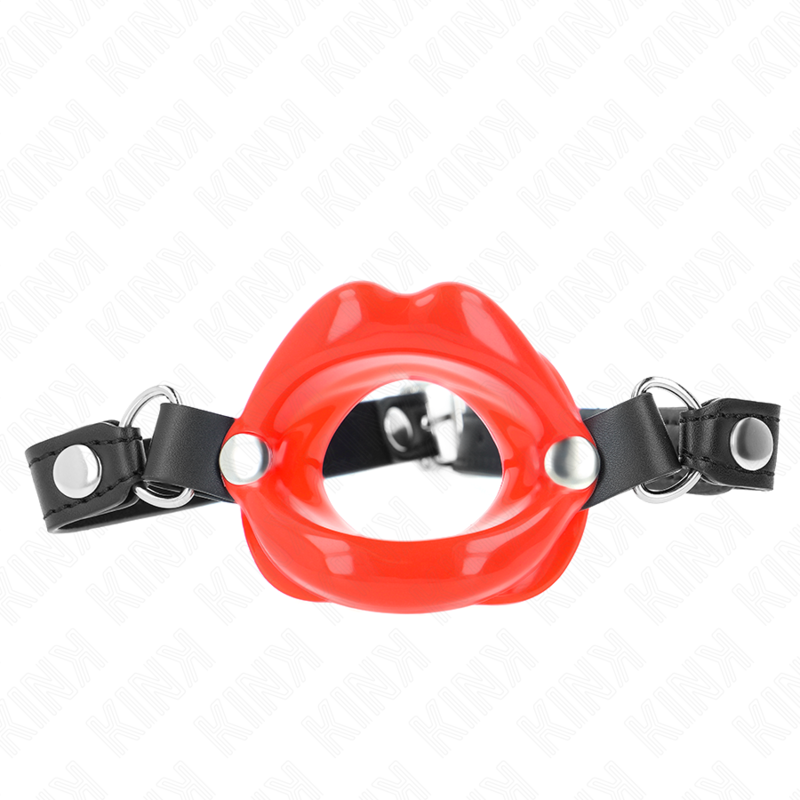 KINK – LIP 8 CM GAG WITH RED LEATHERETTE STRAP 63 x 2 CM ADJUSTABLE 39-58 CM