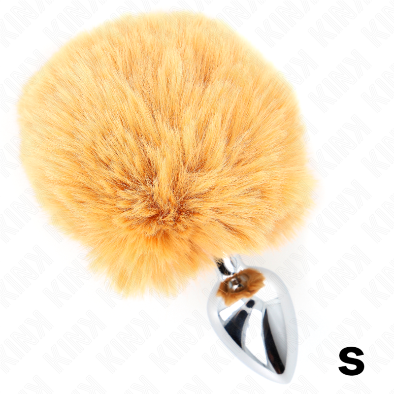 KINK – STAINLESS STEEL PLUG 7 x 3 CM WITH BEIGE FAUX FUR RABBIT TAIL 8 CM