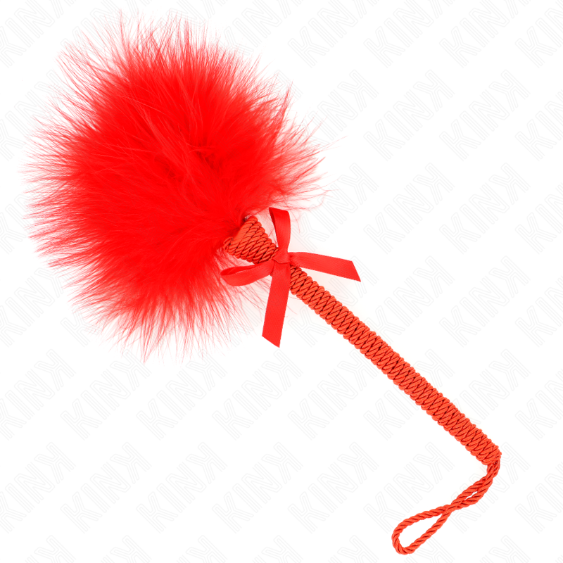 KINK – NYLON ROPE WAND WITH TICKLE FEATHERS AND RED BOW 25 CM