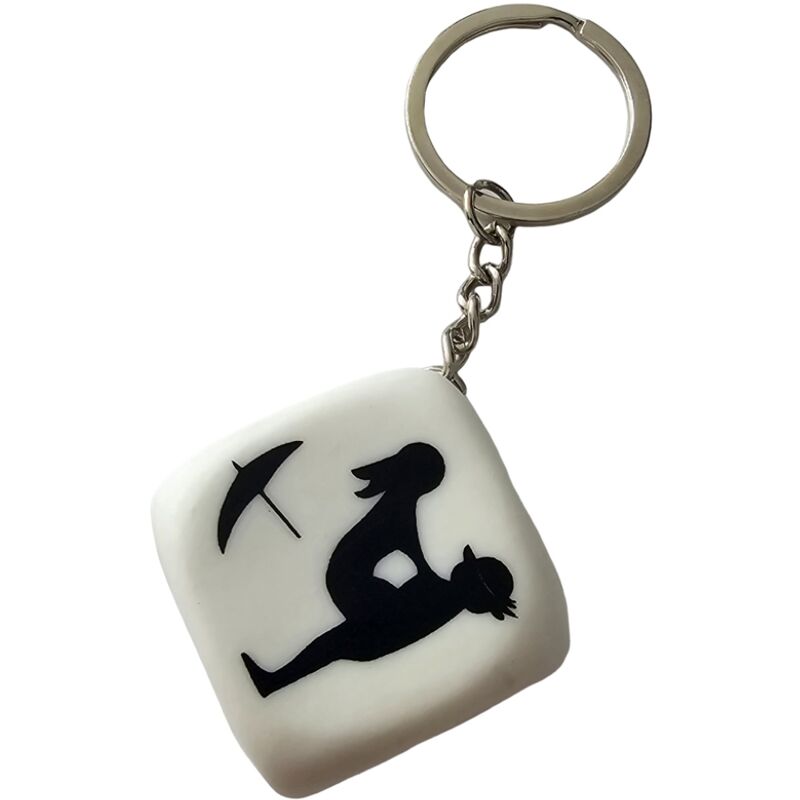 DIABLO PICANTE – WHITE DICE KEYCHAIN WITH POSES