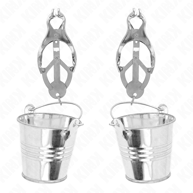 KINK – JAPANESE CLOVER NIPPLE CLAMPS WITH BUCKETS SILVER