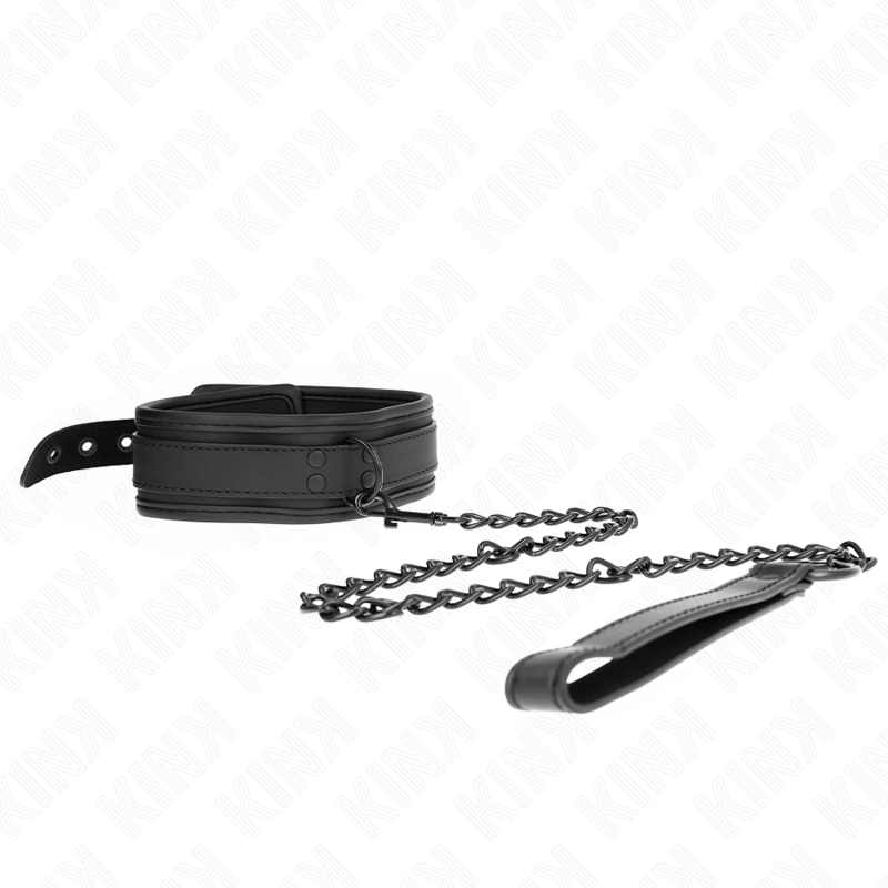 KINK – NEOPRENE BONDAGE COLLAR MODEL 1 WITH BELT 78 CM ADJUSTABLE 37.5 X 49.5 CM