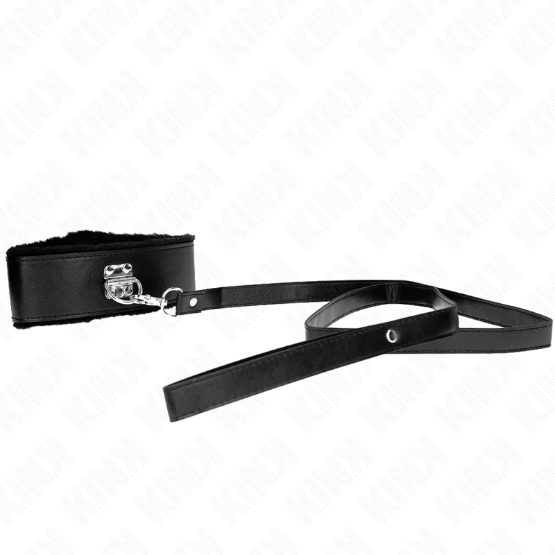 KINK – NECKLACE WITH LEASH 116 CM WITH SILVER STUDS MODEL 4 BLACK ADJUSTABLE 40-48 CM X 6 CM