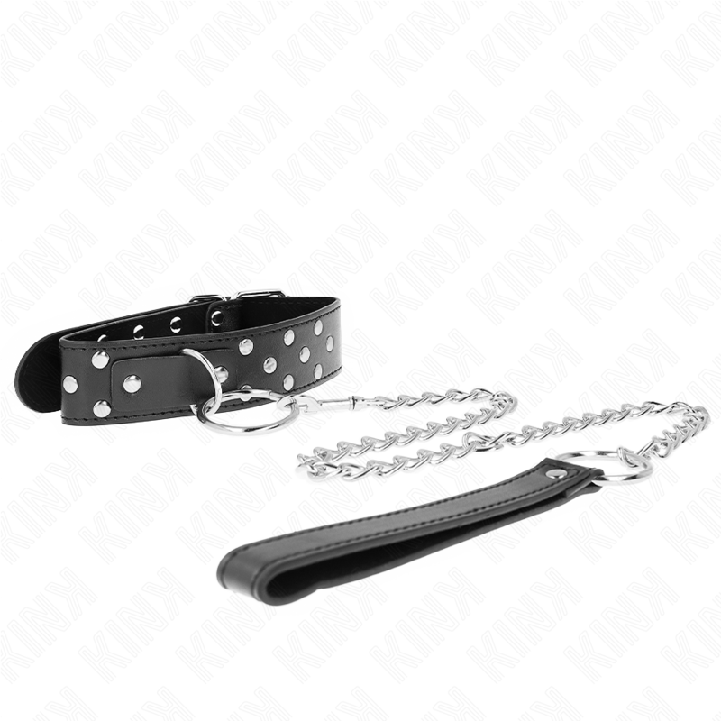 KINK – RING RIVET STRAP NECKLACE WITH BELT 65 CM BLACK ADJUSTABLE 36-50 CM X 3.8 CM