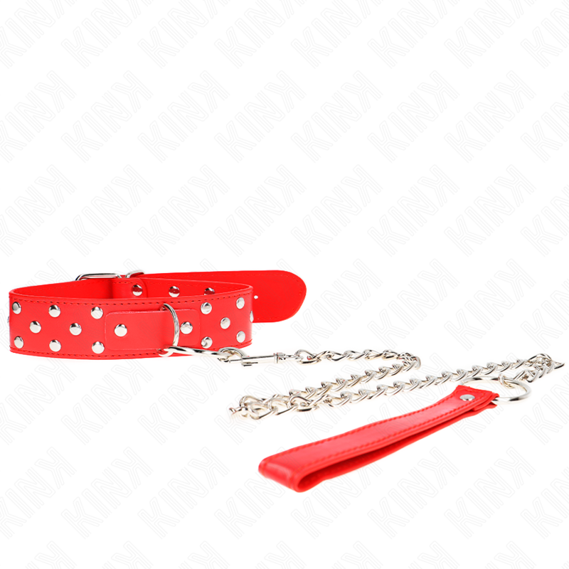 KINK – RING RIVET STRAP NECKLACE WITH BELT 65 CM RED ADJUSTABLE 36-50 CM X 3.8 CM