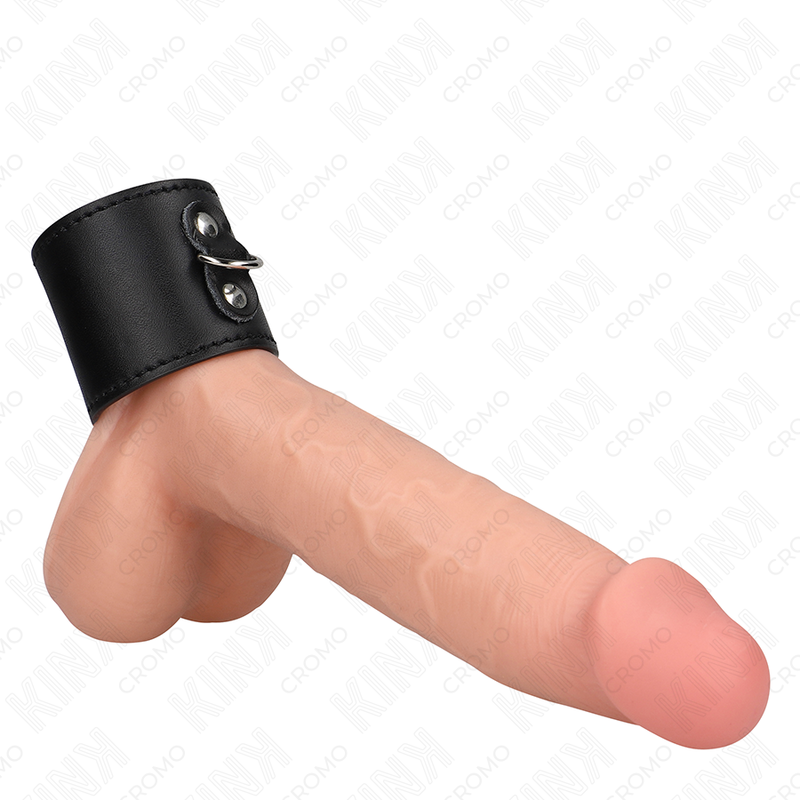 Private: KINK – LEATHER PENIS RING WITH PRESSURE CLOSURE 18 X 5 CM