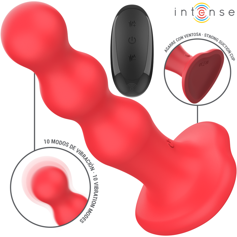 INTENSE – CODY VIBRATOR WITH SUCTION CUP RED REMOTE CONTROL