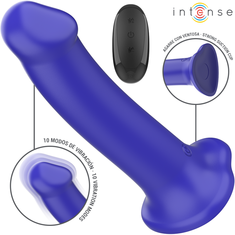 INTENSE – VICTORIA VIBRATOR WITH SUCTION CUP 10 VIBRATIONS DARK BLUE REMOTE CONTROL