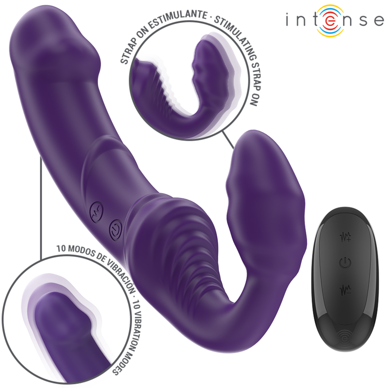 INTENSE – JILL DOUBLE VIBRATOR 20 CM PURPLE REMOTE CONTROL