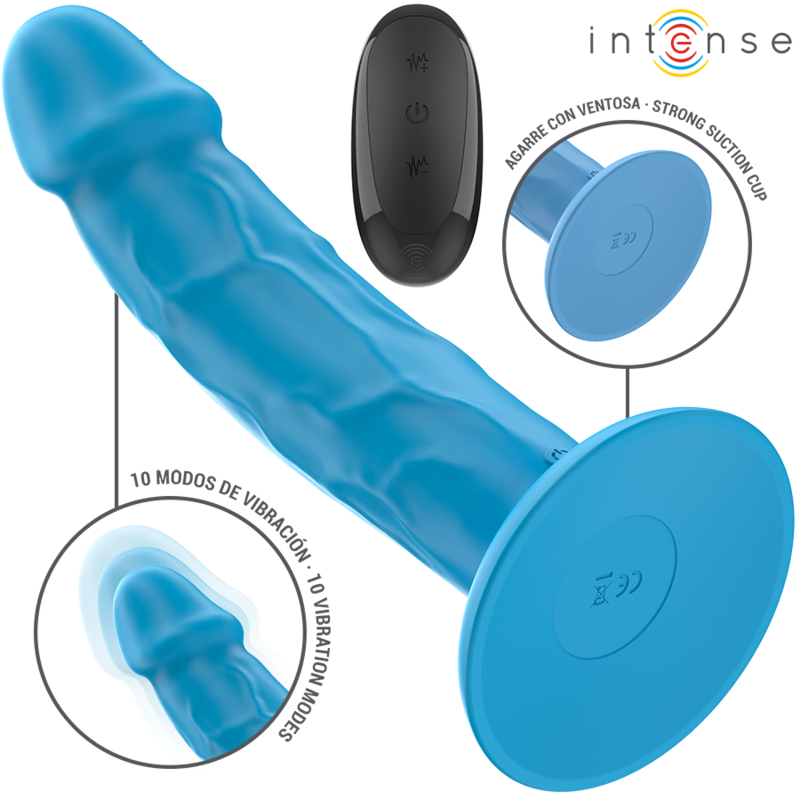 INTENSE – PHOEBE REALISTIC VIBRATOR 10 VIBRATIONS BLUE REMOTE CONTROL