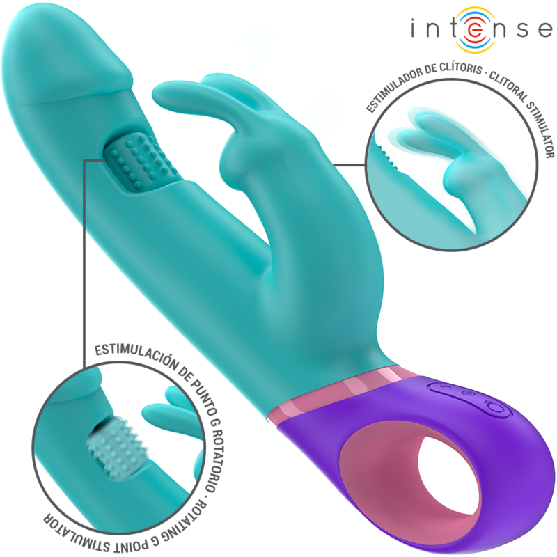 INTENSE – MONICA RABBIT VIBRATOR WITH ROTATING G-SPOT STIMULATOR BLUE