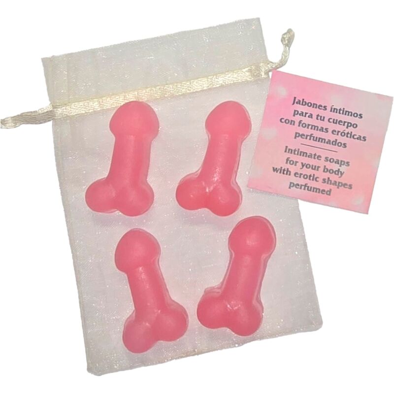 DIABLO PICANTE – 4 PENIS-SHAPED PERFUMED MINI SOAPS PINK