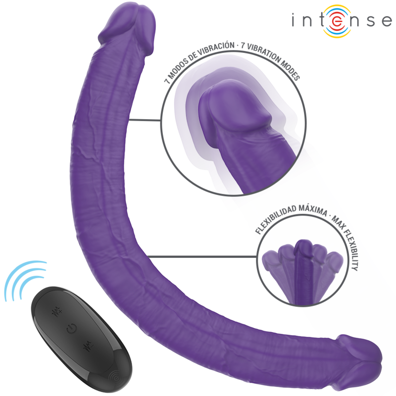 INTENSE – GUNTER DILDO DOUBLE VIBRATOR 40 CM PURPLE REMOTE CONTROL