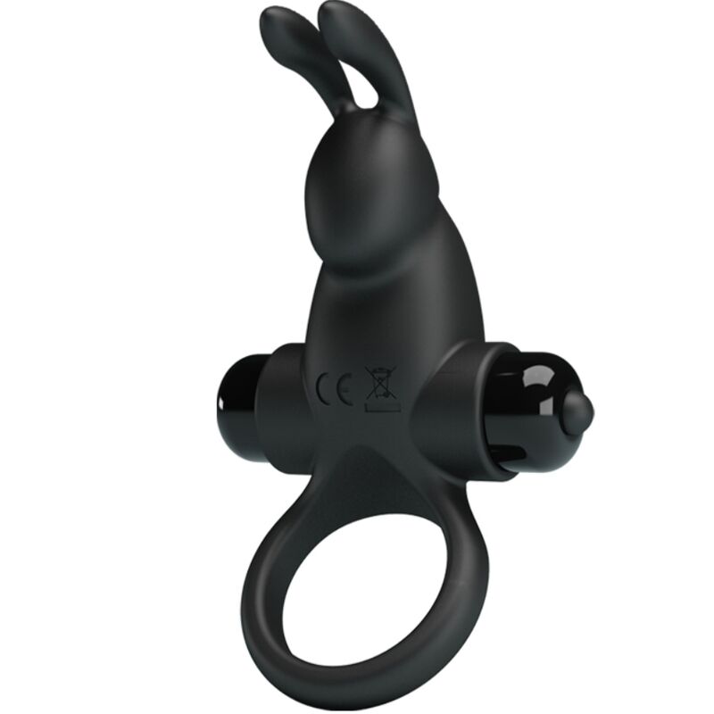 PRETTY LOVE – VIBRATING RING + RABBIT CLITORIS STIMULATOR 10 VIBRATIONS BLACK