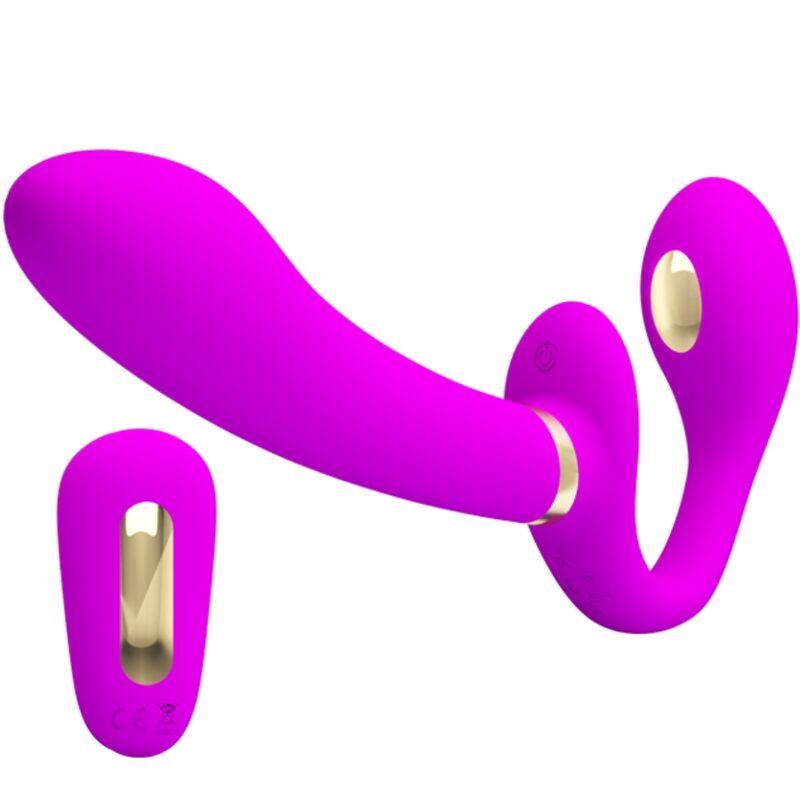 PRETTY LOVE – THUNDERBIRD DOUBLE STRAP-ON VIBRATOR REMOTE CONTROL PURPLE