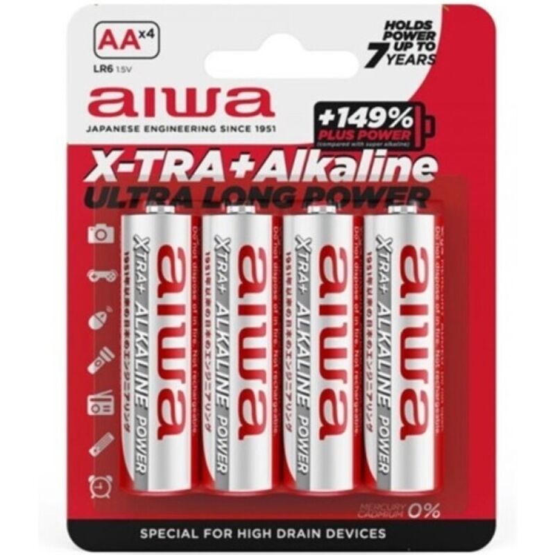 AIWA – X-TRA ALKALINE AA ALKALINE BATTERY LR6 BLISTER*4