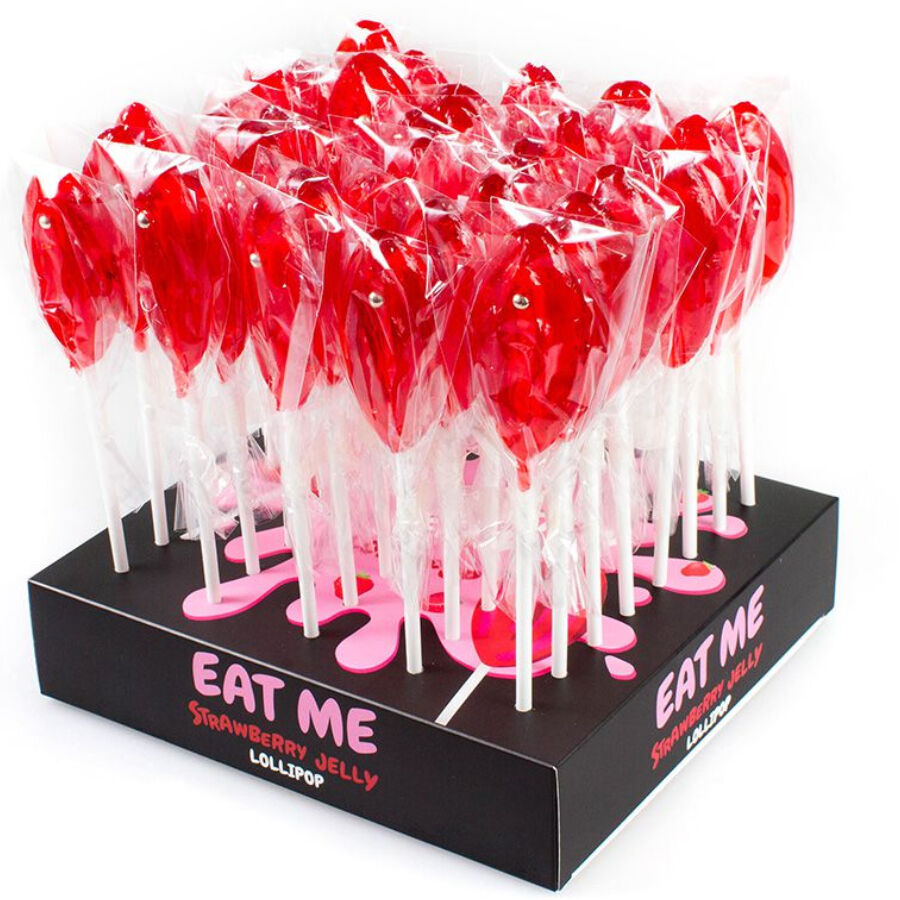 SECRETPLAY – DISPLAY ASSORTMENT VAGINA LOLLIPOPS STRAWBERRY 40 UNITS