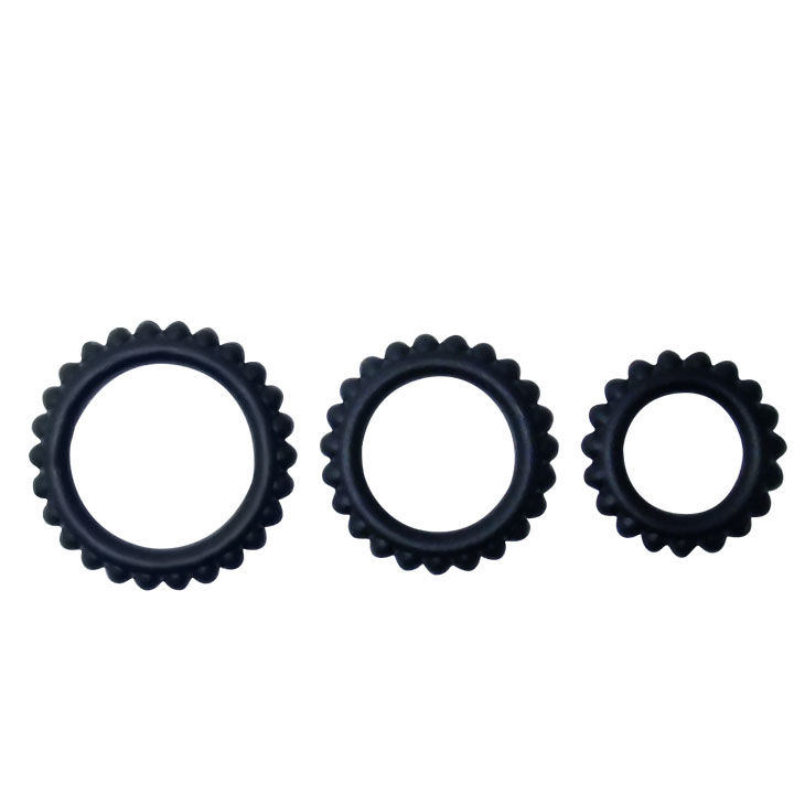 BAILE – TITAN SET 3PCS COCK RING BLACK 2.8 + 2.4 + 1.9 CM