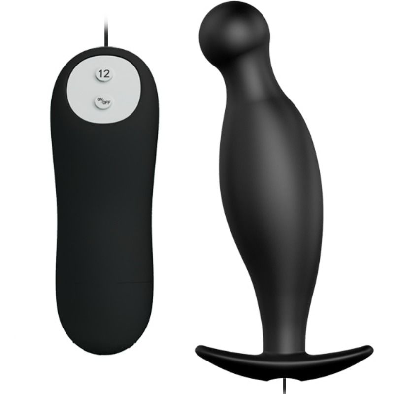 PRETTY LOVE – SILICONE ANAL PLUG 12 VIBRATION MODES BLACK