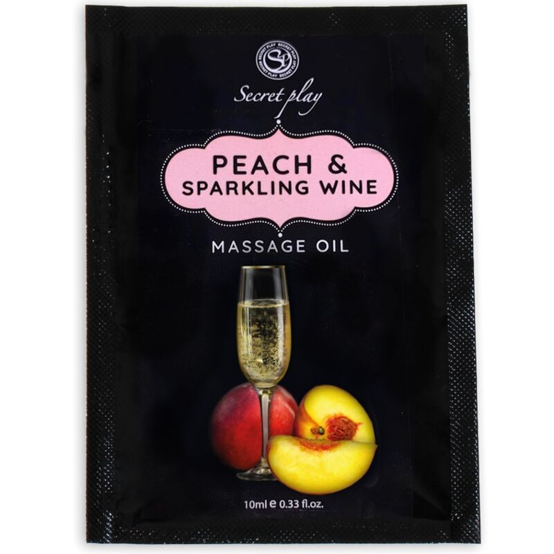 SECRETPLAY – PEACH  SPARKLING WINE MASSAGE OIL SACHET 10 ML