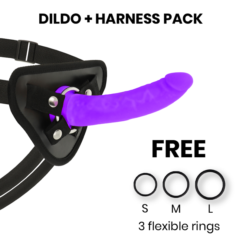 DELTA CLUB – TOYS HARNESS + DONG PURPLE SILICONE 17 CM -O- 3 CM